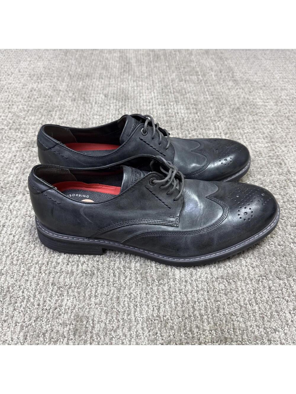 Rockport Classic Distressed Wingtop Oxford Black Leather Men’s Size 10